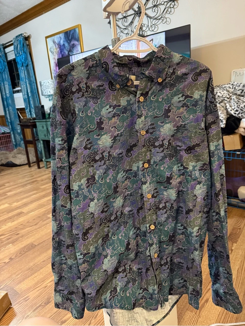 David Yiume long sleeve Hawaiian style shirt